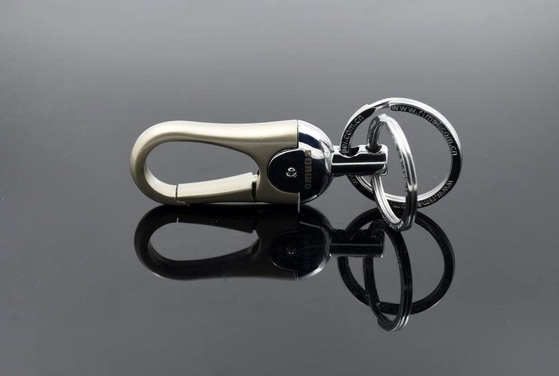 Omuda Stylish Hook Locking Silver Metal Carabiner Double Ring Hook Metal Key Chain for Men & Women - Image 5
