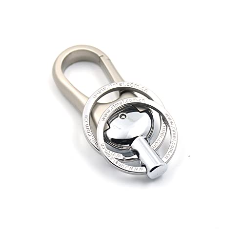 Omuda Stylish Hook Locking Silver Metal Carabiner Double Ring Hook Metal Key Chain for Men & Women - Image 4