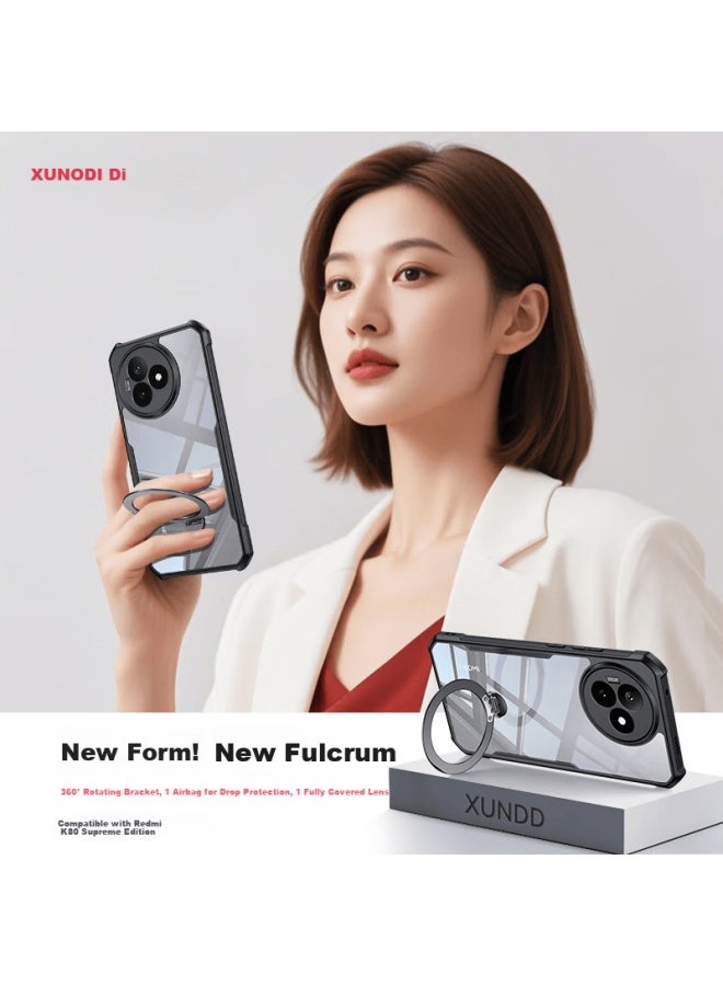 Xundd 360° Rotatable Stand Case For Redmi K80 Supreme Edition, Xiaomi Redmi K80 Supreme Airbag Shockproof Transparent Full-cover Lens Protection Case - Image 1