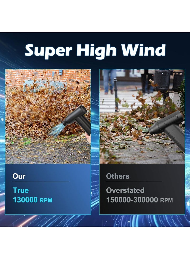 LIXES Compressed Air Duster, True 130000RPM Full Metal, 8000mAh Rechargeable Cordless Jet Dry Air Blower, 7 in 1 Adjustable Speed Turbo Fan Portable for Keyboard, Car, Home &Travel, Black - Image 2