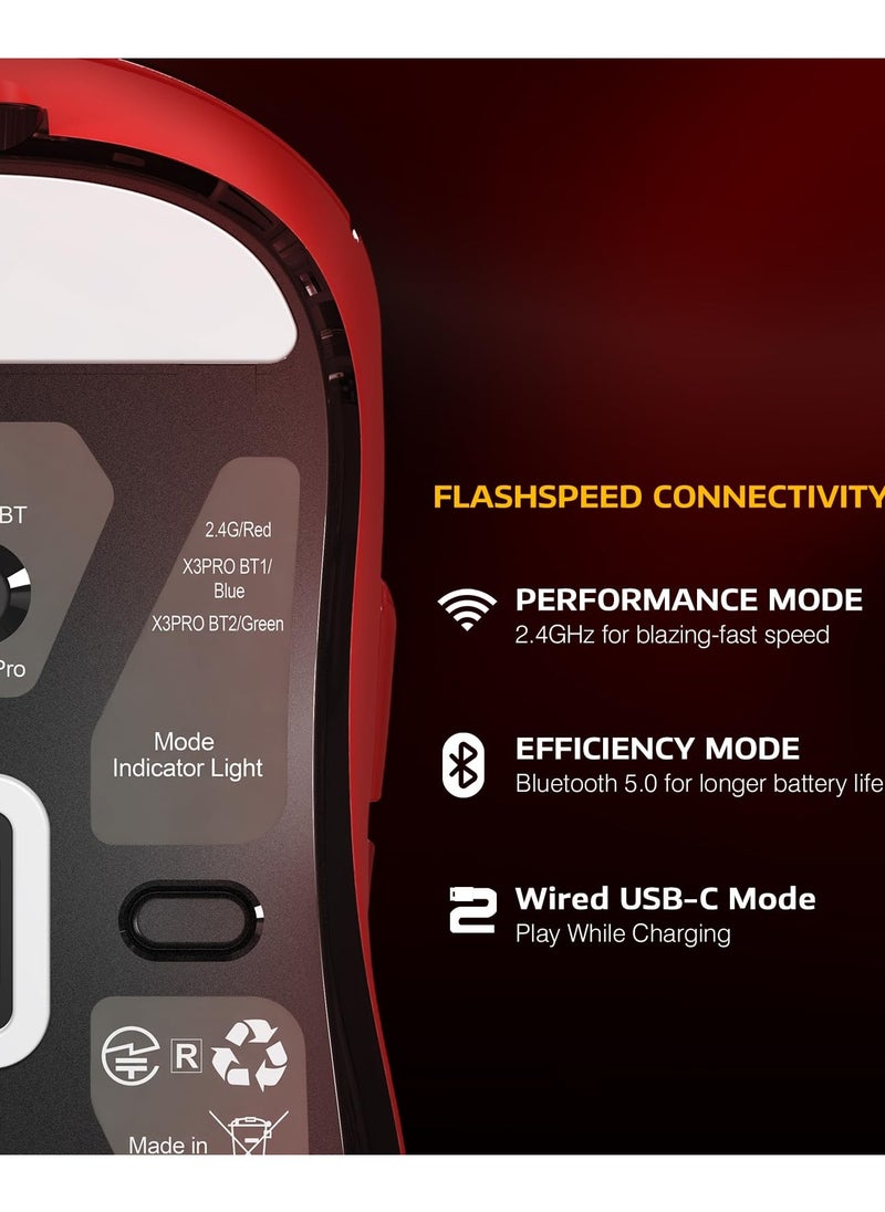 Attack Shark X3PRO 4K/8K Lightweight Wireless Gaming Mouse with Tri-Mode(Wired/2.4GHz/BT),PAW3395 Optical Sensor,26K DPI,Kailh GM8.0 Switch,Long Battery,7 Buttons for PC/Laptop/Win/Mac  - Image 5