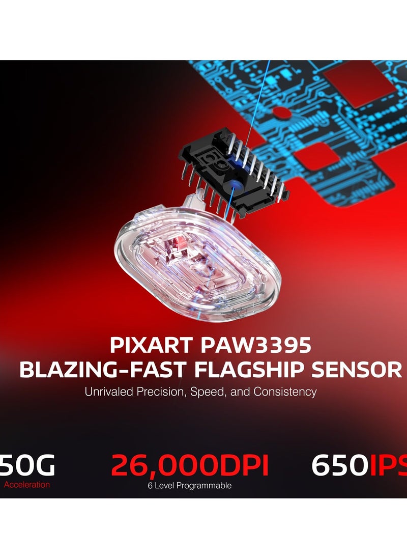 Attack Shark - X3PRO 4K/8K Lightweight Wireless Gaming Mouse with Tri-Mode(Wired/2.4GHz/BT),PAW3395 Optical Sensor,26K DPI,Kailh GM8.0 Switch,Long Battery,7 Buttons for PC/Laptop/Win/Mac - Image 1
