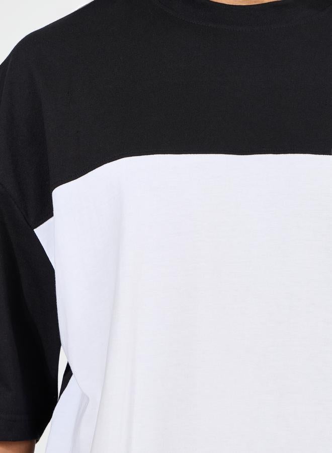 Styli Color Block Heavy Cotton Jersey T-Shirt & Cargo Shorts Co-Ords  - Image 3