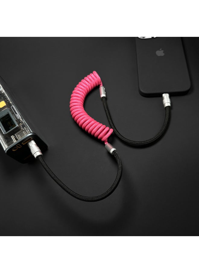 Generic - Color Matching Spring Data Cable For Apple For Iphone For Huawei For Xiaomi And Other Mobile Phones Fast Charging Car Keyboard-Color:USB To For Iphone 12W-Model:Spring Purple + Fluorescent Green - Image 1