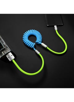 Generic Color Matching Spring Data Cable For Apple For Iphone For Huawei For Xiaomi And Other Mobile Phones Fast Charging Car Keyboard-Color:USB To For Iphone 12W-Model:Spring Purple + Fluorescent Green  - Image 5