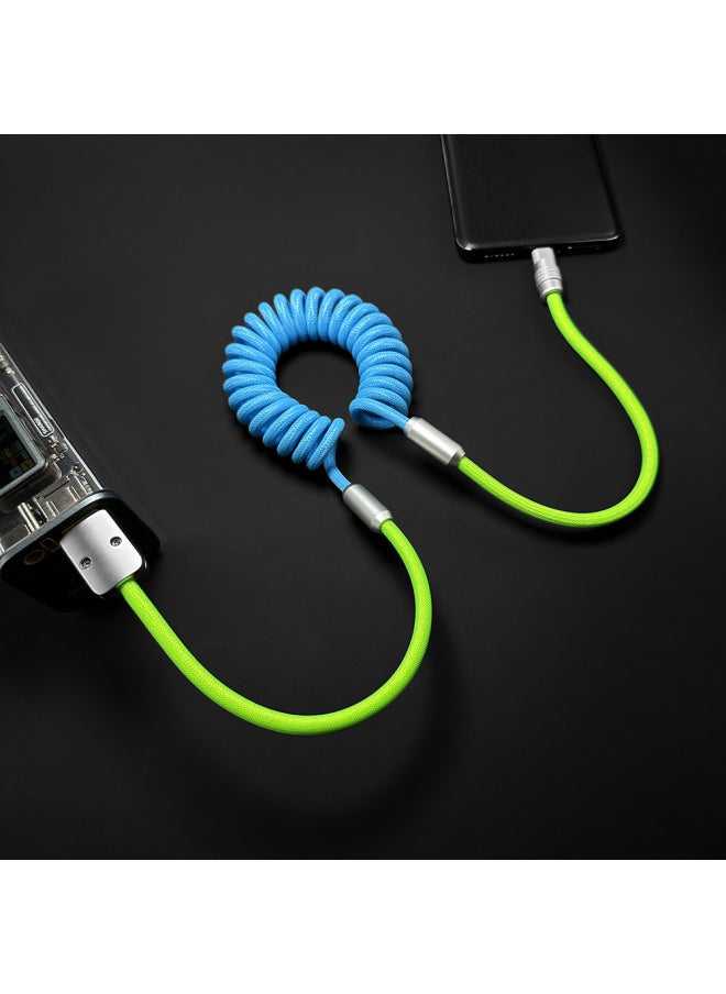 Generic - Color Matching Spring Data Cable For Apple For Iphone For Huawei For Xiaomi And Other Mobile Phones Fast Charging Car Keyboard-Color:USB To For Iphone 12W-Model:Spring Purple + Fluorescent Green - Image 1
