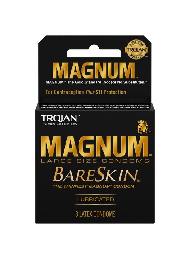 TROJAN Magnum Bareskin Lubricated Condoms, 3 Count (Pack of 6) - Image 1