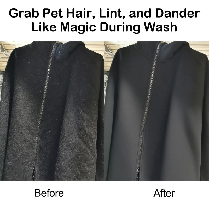 ميتيو 20 قطعة مزيل شعر الحيوانات الأليفة للغسيل، جهاز جمع الوبر القابل لإعادة الاستخدام لآلة الغسيل، مزيل شعر الحيوانات الأليفة الفعال للملابس، الشراشف، المناشف، البطانيات الصوفية، لا تتلف الأقمشة - Image 3