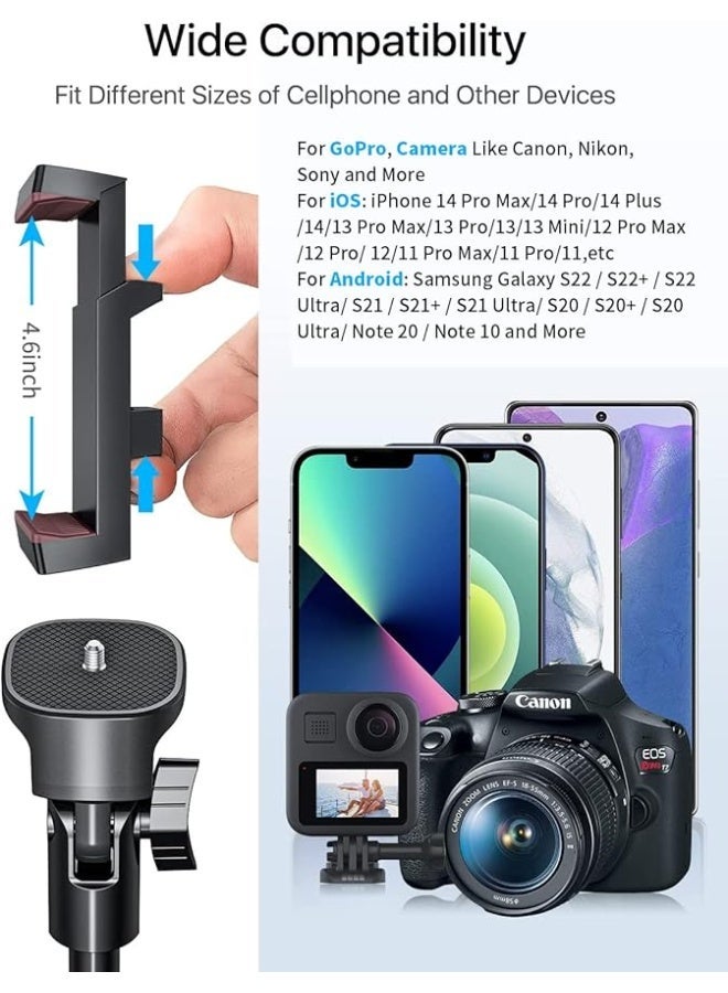 آيفون ثلاثي - 66 " [مستقر وطويل] آيفون ثلاثي الوقوف مع البعيد ، ثلاثي لآيفون متوافق مع آيفون 16 15 برو ماكس 14 13 زائد ، سامسونج S22 / الكاميرا / GoPro / تسجيل الفيديو - Image 5