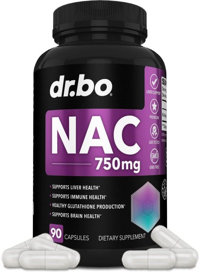 dr.bo NAC Supplement N-Acetyl Cysteine Pills - 750mg N Acetyl Cysteine Pure Vitamin Capsule - Daily Liver Support Formula for Lung Cleanse Health, Kidney Detox, Brain & Respiratory Supplements - 90 Capsules - Image 1