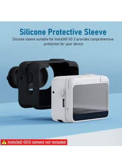 Generic Silicone Protective Case Cover for Insta360 GO 3 with Separate Camera Lens Cover, Anti-Scratch Protective Cover Silicone Cover for Insta360 GO 3 Action Camera with Lanyard (black)  - Image 2
