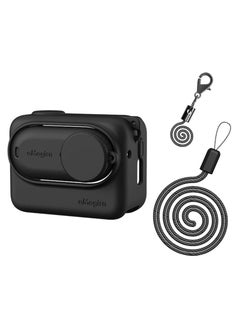 Generic Silicone Protective Case Cover for Insta360 GO 3 with Separate Camera Lens Cover, Anti-Scratch Protective Cover Silicone Cover for Insta360 GO 3 Action Camera with Lanyard (black)  - Image 1