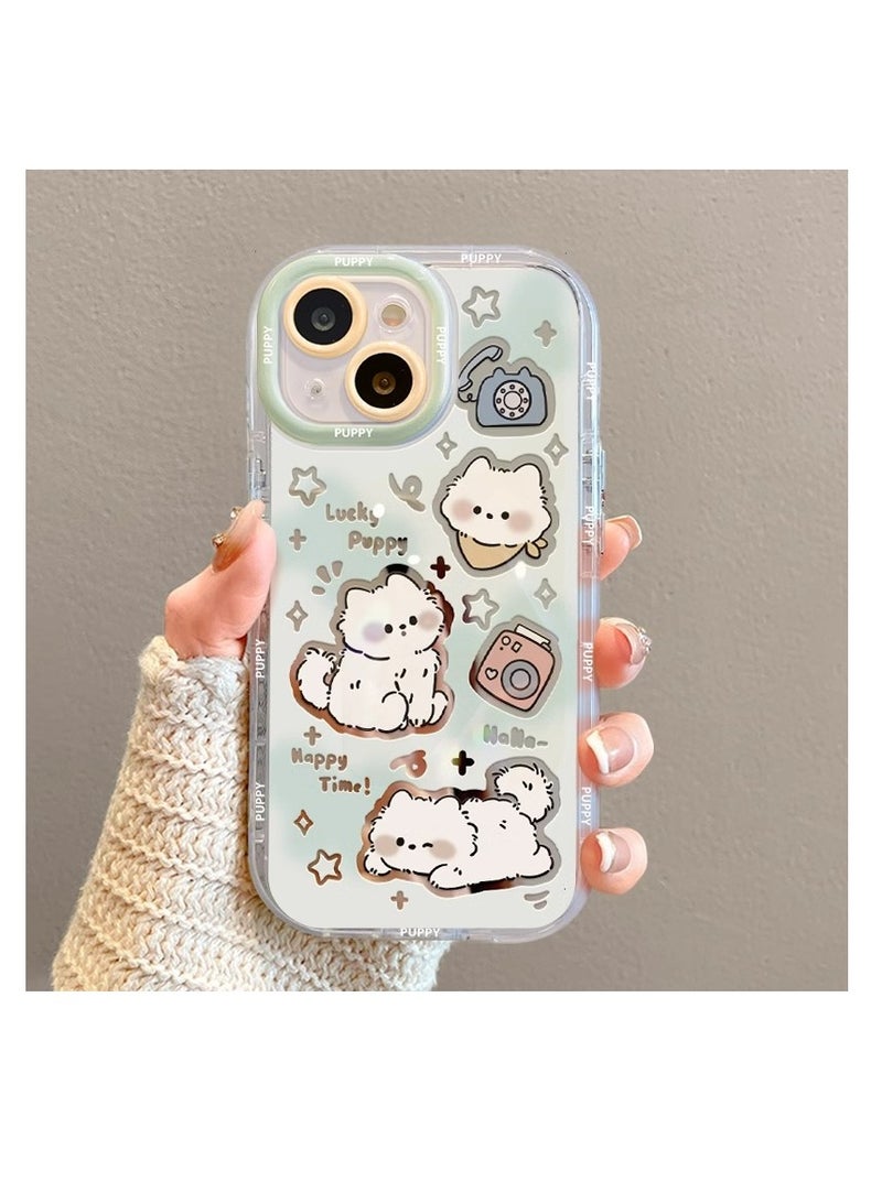 NIBEMINENT Protective TPU Case Cover For iPhone 15, Cartoon Little White Dog