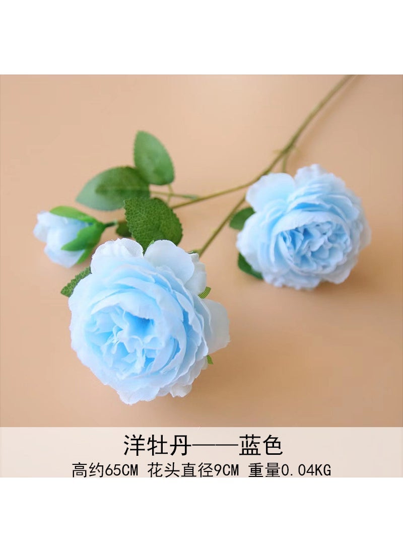 Generic Foreign peony Brazil rose wedding artificial flower artificial flower home base dress props wholesale Blue 