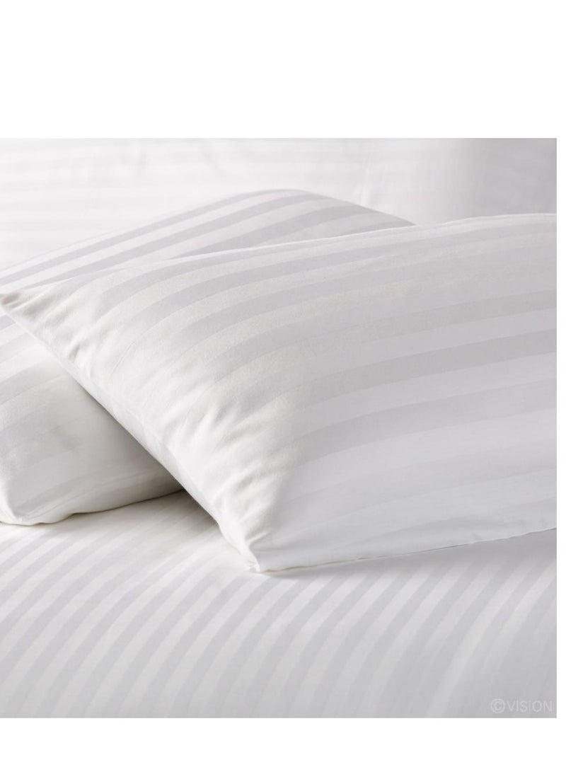 تى ام هوم طقم ملاية مسطحة 3 قطع استرايب من TM Home – قطن طبيعي 100%، 400 غرزة – يشمل 2 كيس مخدة فندقي  - Image 3