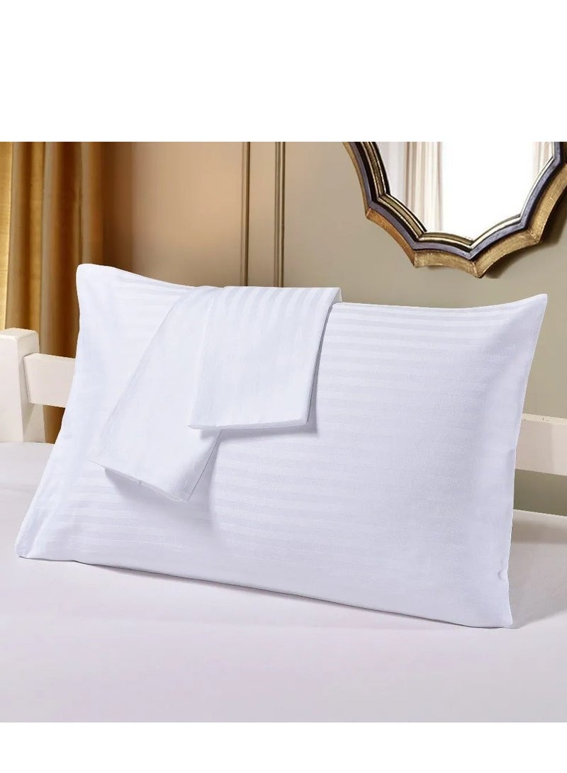 تى ام هوم طقم ملاية مسطحة 3 قطع استرايب من TM Home – قطن طبيعي 100%، 400 غرزة – يشمل 2 كيس مخدة فندقي  - Image 4