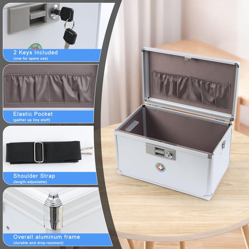 KYODOLED X-Large Medicine Lock Box, Locked Medicine Box with Key, Children Safe Medication Storage, 14.8 x 8.9 x 8.9 Inch, White - Image 4