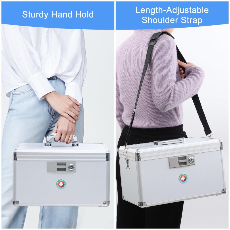 KYODOLED X-Large Medicine Lock Box, Locked Medicine Box with Key, Children Safe Medication Storage, 14.8 x 8.9 x 8.9 Inch, White - Image 5