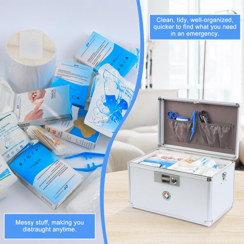 KYODOLED X-Large Medicine Lock Box, Locked Medicine Box with Key, Children Safe Medication Storage, 14.8 x 8.9 x 8.9 Inch, White - Image 3