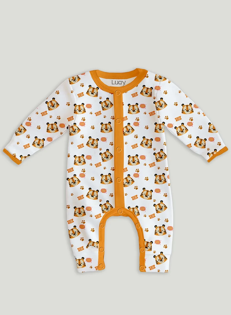 لؤي لوأي بدلة أطفال بطبعة بأكمام طويلة 100٪ قطن – بدلة جسم / جمبسوت للأطفال البنات والأولاد (عبوة من 6 قطع)
