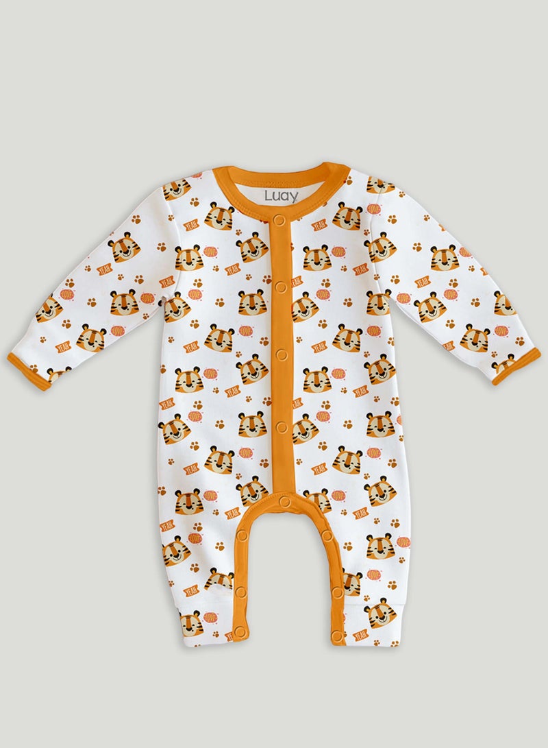 LUAY 100% Cotton Full Sleeves Printed Baby Romper,Bodysuit Jumpsuit for Baby Girls & Baby Boy (Pack of 6)