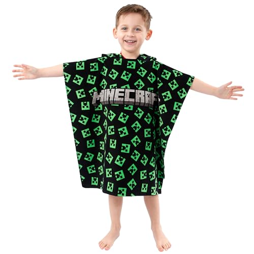 Minecraft Hooded Towel Creeper Towel Poncho Gaming Beach Towels for Boys One Size Black - Image 3
