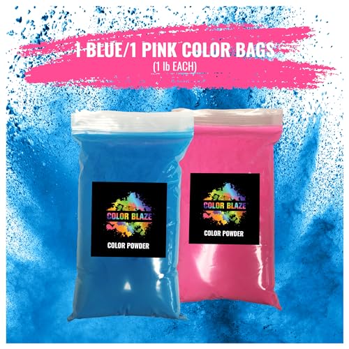 Color Blaze بودرة الكشف عن جنس الطفل كولور بليز - 1lb أزرق و1lb وردي - بودرة ملونة للولد أو البنت - للاحتراق في السيارات والدراجات النارية، ورمي الألوان، والتصوير الفوتوغرافي، والمهرجانات - عبوة من 2 أكياس بوزن 1 باوند - أزرق/وردي - Image 5