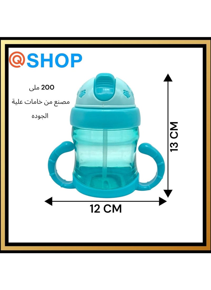 QSHOP Baby Training Sippy Cup for Baby, Water Bottle for Babies 6 Months, Baby Water Bottle with Soft Silicone Spout, BPA Free 200ml Plastic Drinking Bottle with Handle  - Image 4