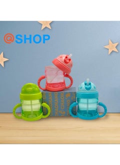 QSHOP Baby Training Sippy Cup for Baby, Water Bottle for Babies 6 Months, Baby Water Bottle with Soft Silicone Spout, BPA Free 200ml Plastic Drinking Bottle with Handle  - Image 2