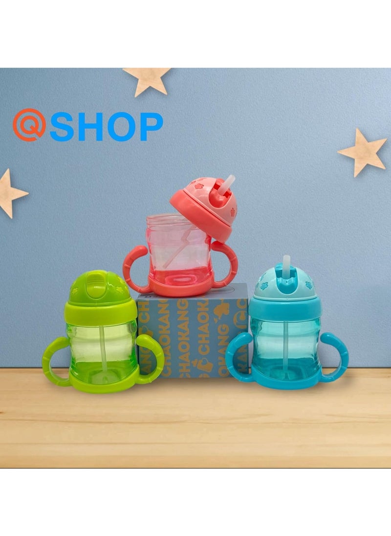 QSHOP Baby Training Sippy Cup for Baby, Water Bottle for Babies 6 Months, Baby Water Bottle with Soft Silicone Spout, BPA Free 200ml Plastic Drinking Bottle with Handle  - Image 2