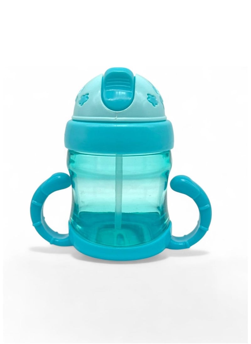 QSHOP Baby Training Sippy Cup for Baby, Water Bottle for Babies 6 Months, Baby Water Bottle with Soft Silicone Spout, BPA Free 200ml Plastic Drinking Bottle with Handle  - Image 1