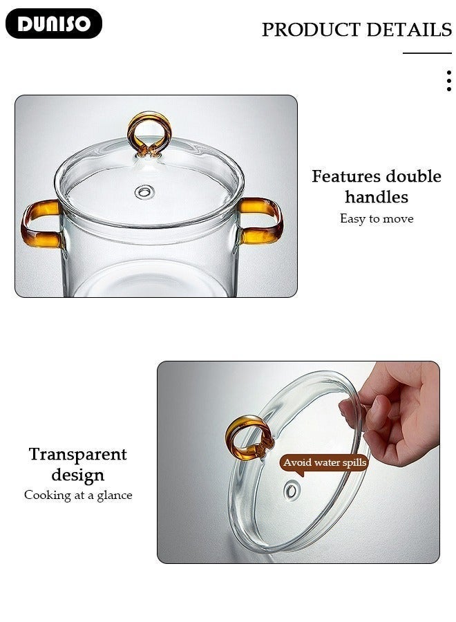 Glass Cooking Pot, Heat-Resistant Glass Saucepan with Anti-Scald Cover - Image 5