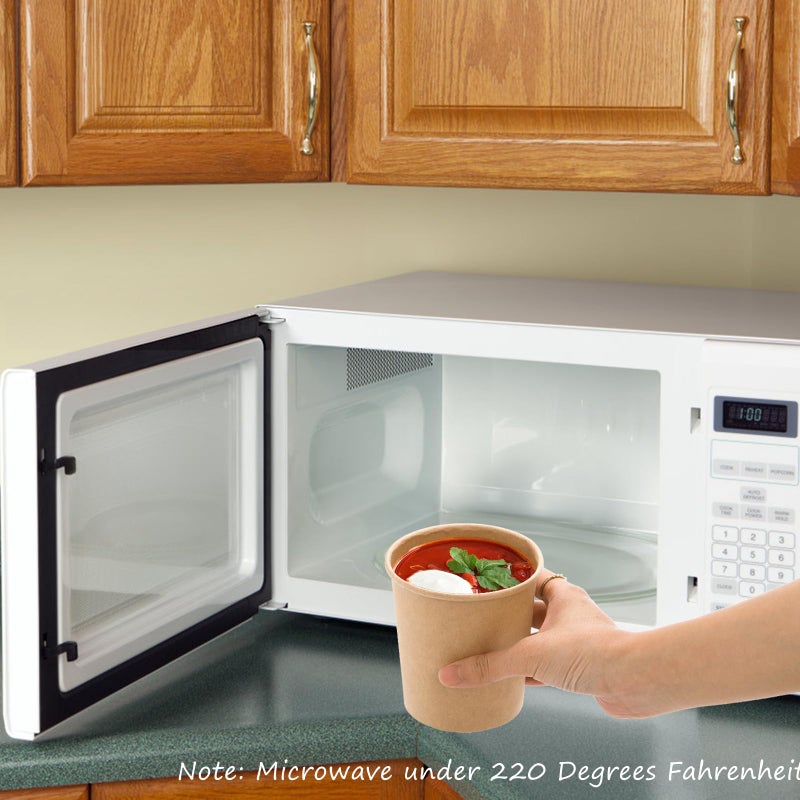 Lyellfe 80 Pack Paper Soup Containers with Lids  16 Oz Disposable Kraft Paper Food Cups  To Go Take Out Cups for Hot Cold Drinks  Microwavable Freezer Safe - Image 3