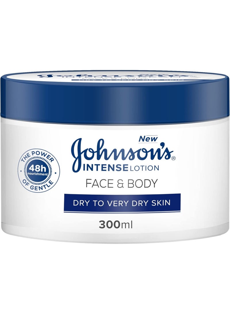 Johnson's Intense Face & Body Cream, Dry To Very Dry Skin, Intense Nourishment,clinically proven formula penetrates deep into the skin* and provides up to 48 hours of nourishment, 300ml - Image 1
