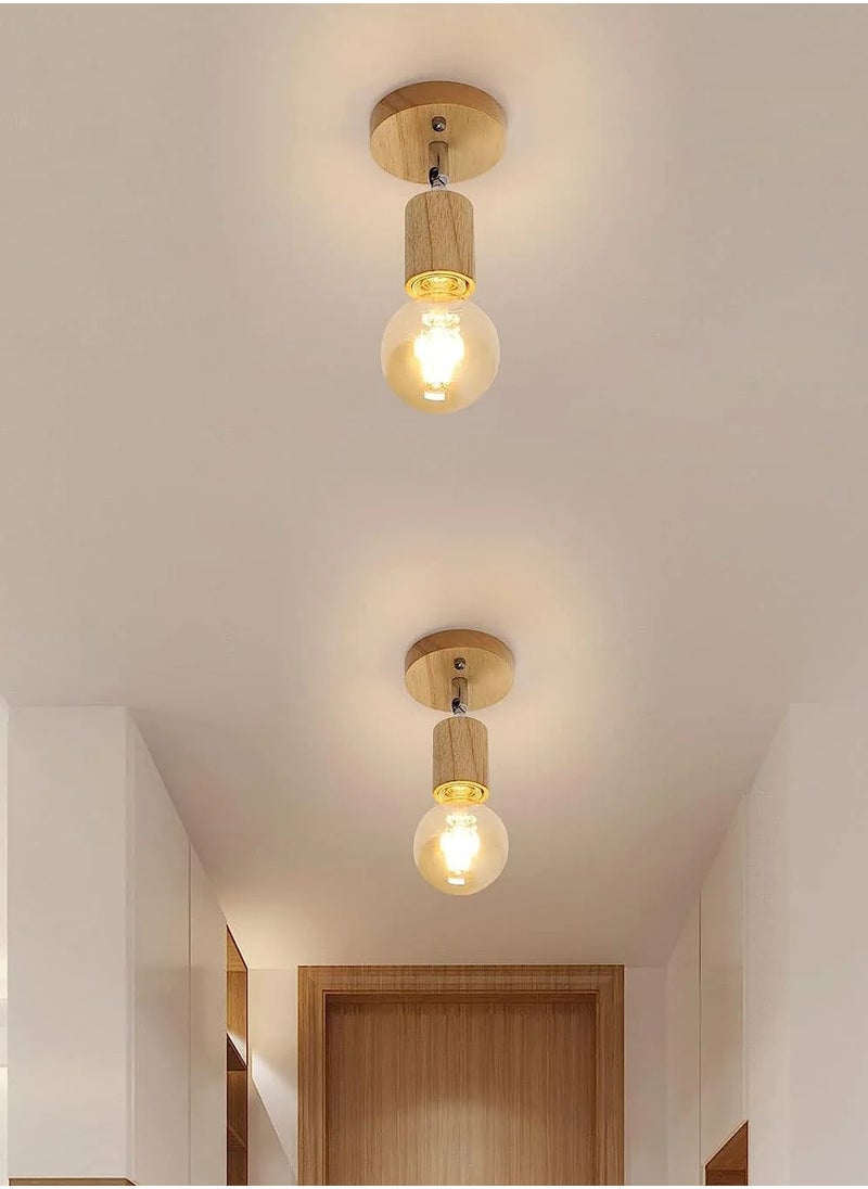 Goeco Set of 2 Vintage Industrial Indoor Wall Lights, Adjustable Wooden Wall Lamp, Retro E27 Indoor Lighting for Bedroom Living Room Corridor Stairs  - Image 5
