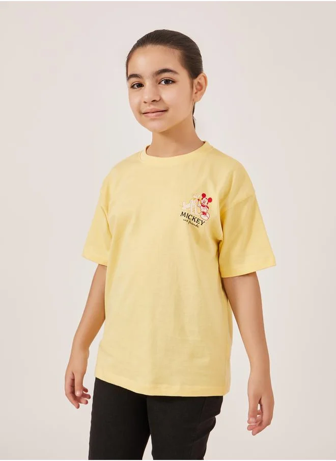 ستايلي Styli Mickey and Friends Character Print Oversized T-Shirt