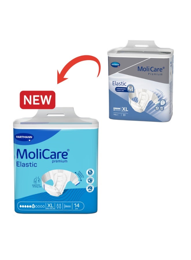 Molicare Adult Diaper, Molicare Premium Elastic, Slip diapers for adult incontinence, Unisex,Extra Large, 6 Drops, 14pcs/pack - Image 2