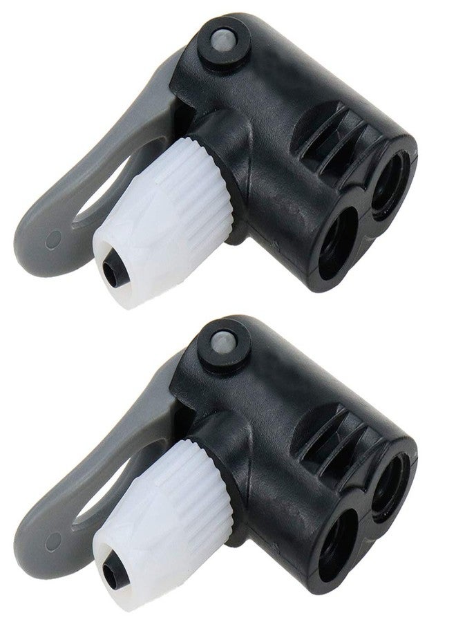 AUTUT 2 Pcs Black Plastic Dual Head Bike Bicycle Pump Head Nozzle Hose Adapter Connector - Image 1