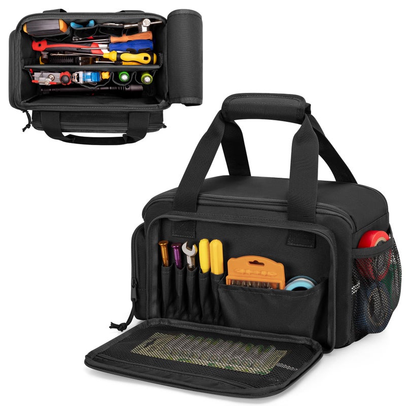 Rexmica 12-Inch Tool Bag with Anti-friction Bottom, Hand Tool Storage Organizer Bag for Men, Tactical Range Bag, Multi-purpose Work Tote for Repairman, Electrician, Carpenters, Handyman, Black - Image 1