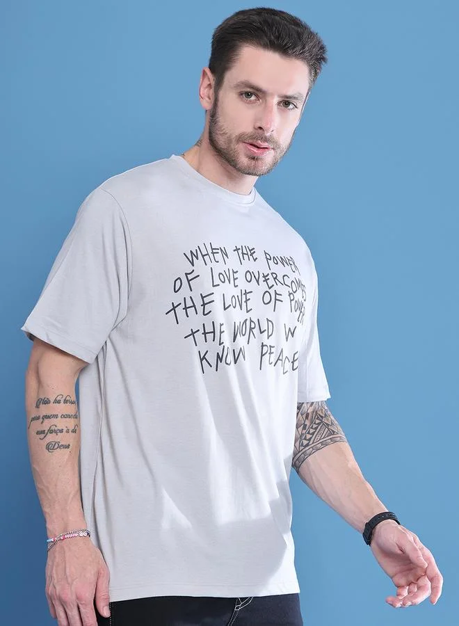 Take Two Grey Men Grey Graphic Print Oversized T-Shirt for Men | Best Price UAE