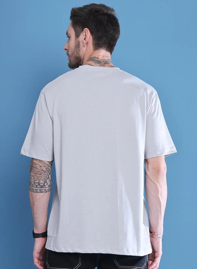Take Two Men Grey Graphic Print Oversized T-Shirt
