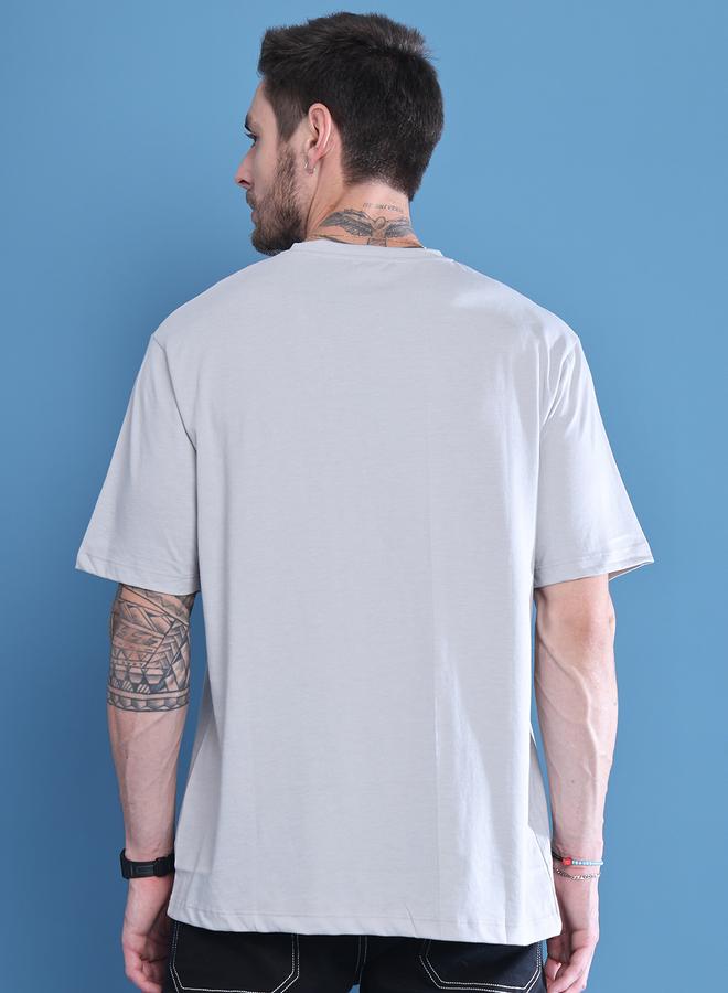 Take Two Men Grey Graphic Print Oversized T-Shirt - Image 2