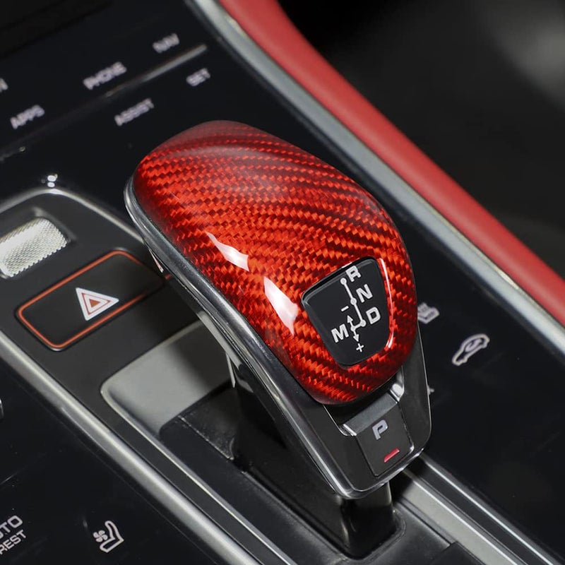suupar Real Carbon Fibre Gear Shift Knob Trim Cover for Porsche Panamera 20172025Porsche Panamera Accessories Red