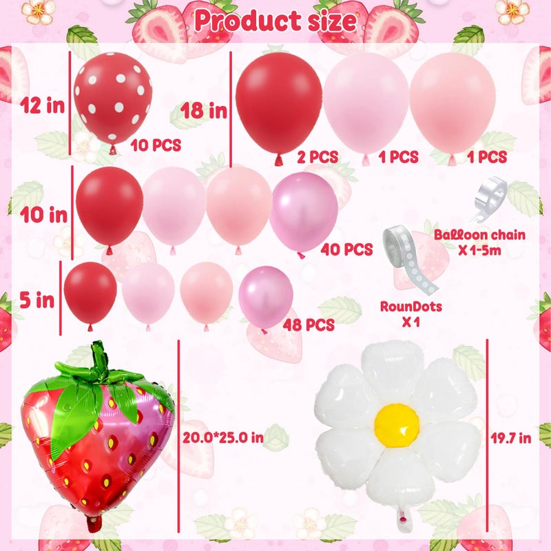 ZOYVUX Strawberry Birthday Decorations, Berry Party Decorations Including Balloon Arch, Backdrop, Hanging Swirls, Tablecloth, Banner, Cake Topper for Strawberry Themed Party - Image 4