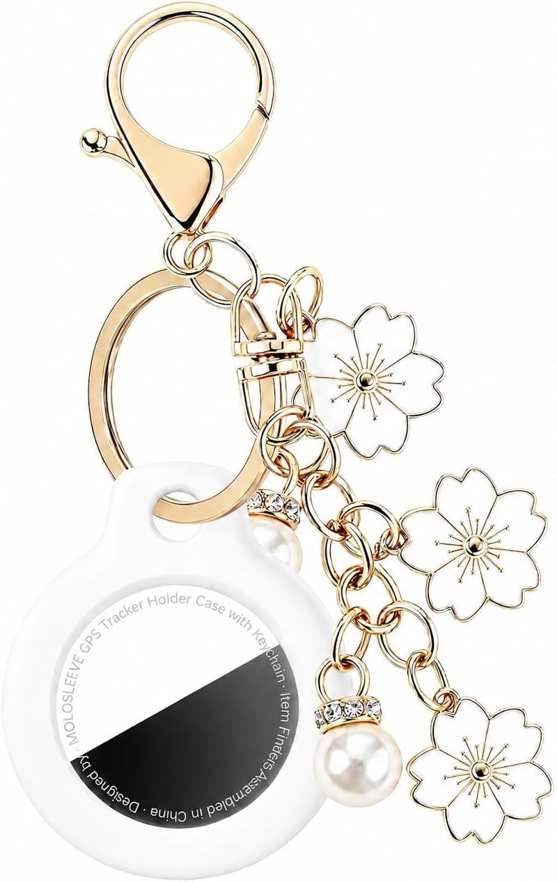 Case for AirTag 2nd Gen (2026) & 1st Gen, Men's Women's Keyrings & Keychains for Keys, Luggage, Bags, A7-white, Large - Image 1