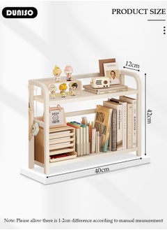 DUNISO Desktop Shelves,2 Tier Desktop Bookshelf,Metal Frame Desktop Organizer Shelf,Desk Display Shelf Decor Office Rack Stationery Organizer Living Room Storage and Dormitory Use  - Image 4