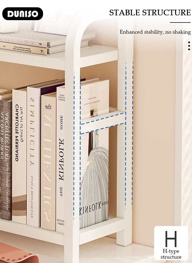 DUNISO Desktop Shelves,2 Tier Desktop Bookshelf,Metal Frame Desktop Organizer Shelf,Desk Display Shelf Decor Office Rack Stationery Organizer Living Room Storage and Dormitory Use  - Image 5