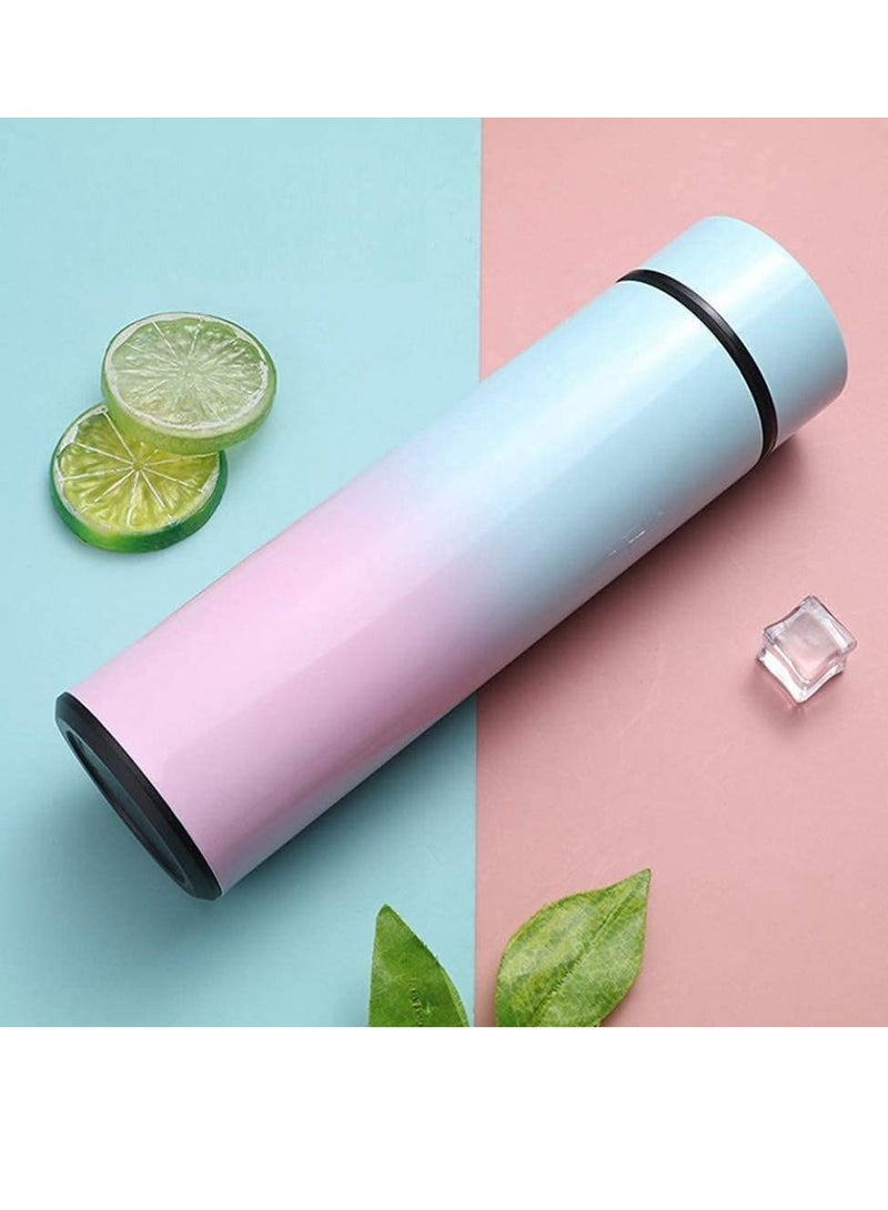 Temperature LED Display Stainless steel Thermos Cup Vacuum Flask Tea Infuser 500ml flask (bue-pink color)