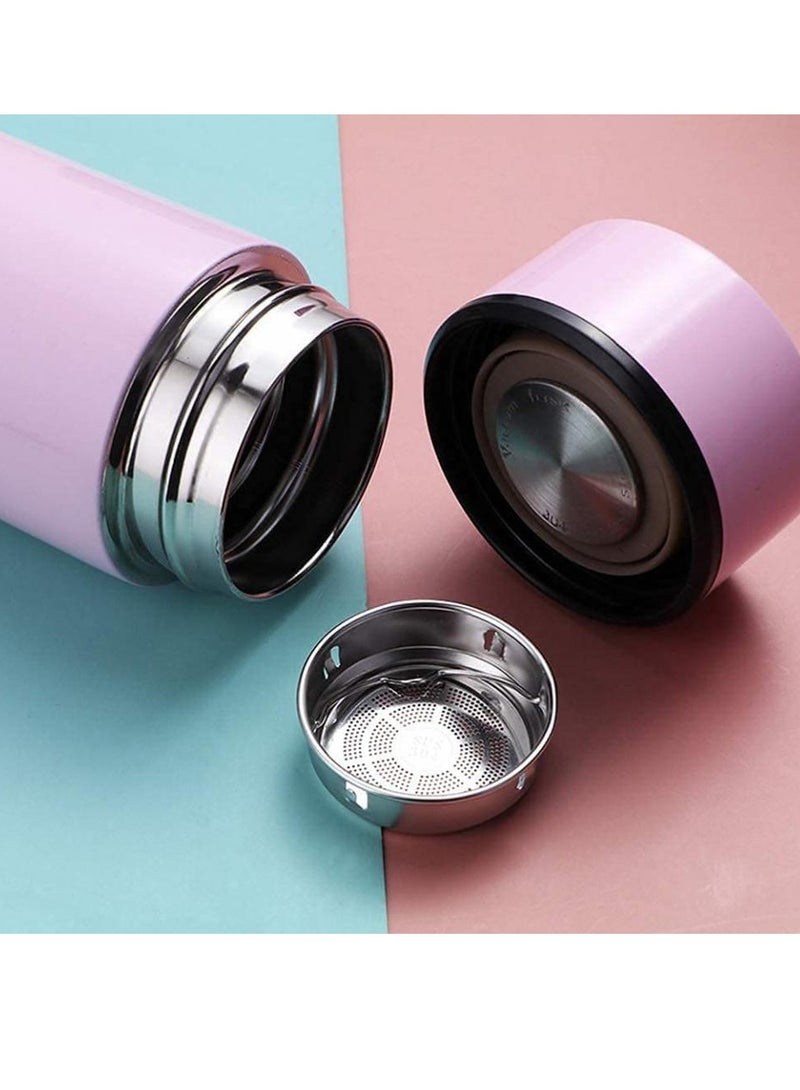 Temperature LED Display Stainless steel Thermos Cup Vacuum Flask Tea Infuser 500ml flask (bue-pink color)