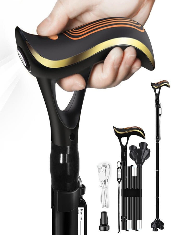ispuoocti Folding Cane, Smart Alarm Foldable Cane with Light, Fashion Walking Cane for Women&Men, Adjustable Canes for Seniors, USB Direct Charging, Lightweight and Portable - Image 1